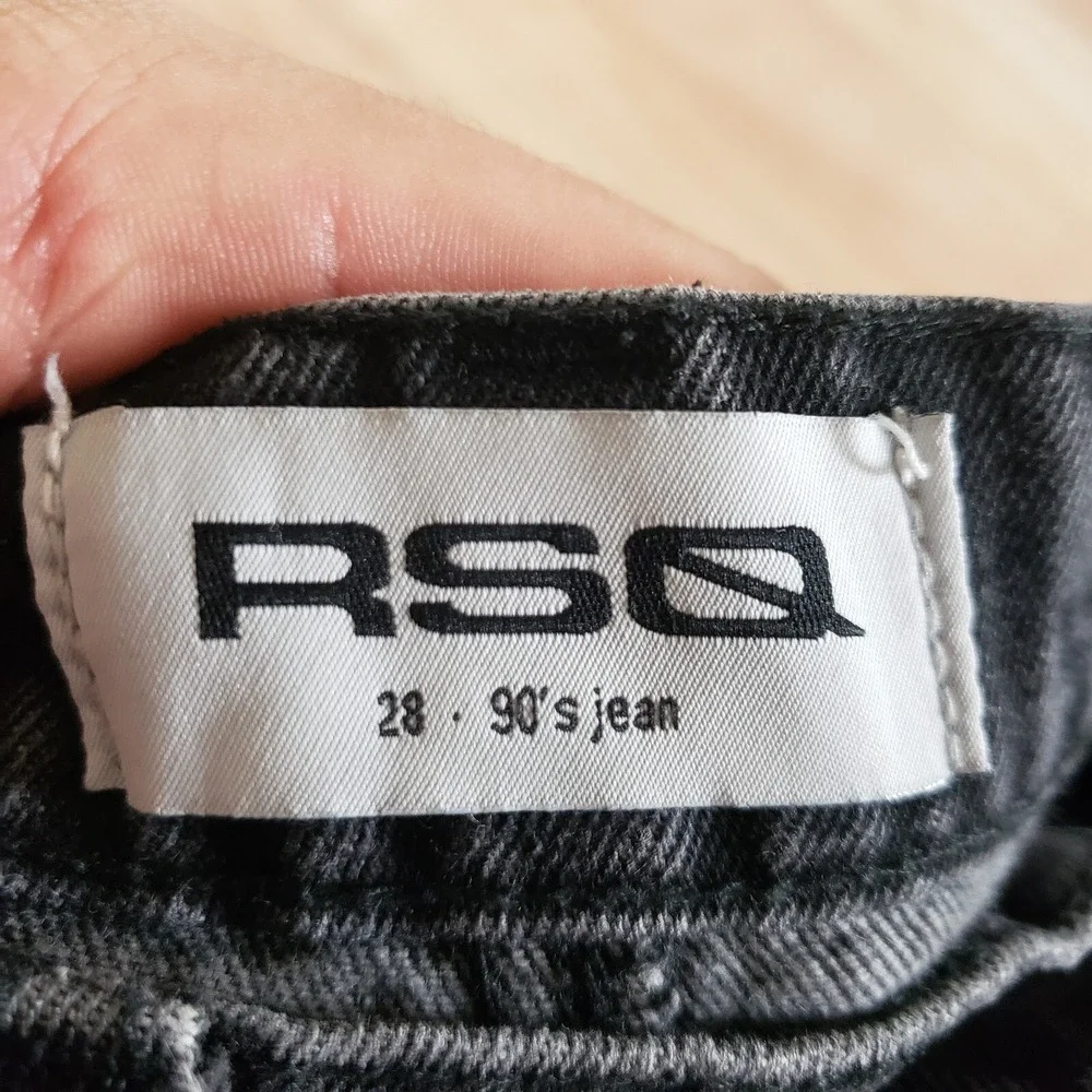 RSQ Jeans Women 28 Black Straight Distressed High‎ Rise Mom Denim Ladies 28x29